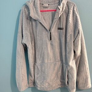 Columbia Light Blue/Gray Textured 1/4 zip Fleece Hoodie